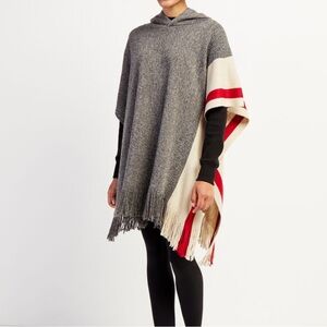 Stylish Gray and Red Hooded Poncho